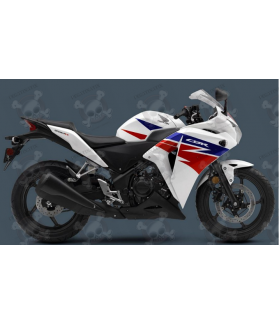 Honda CBR 250R 2013 - WHITE/RED/BLUE VERSION DECALS (Compatible Product)