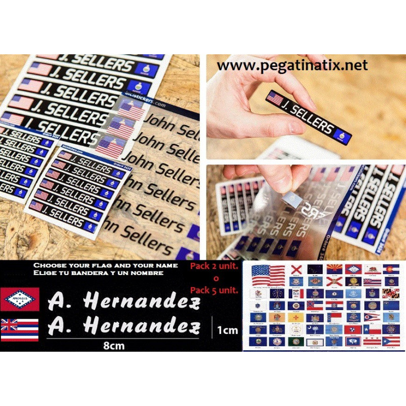 Stickers decals FLAG OF ALL STATES OF USA + YOUR NAME