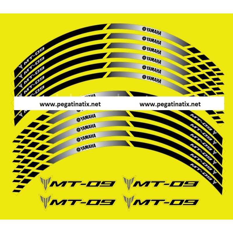 Yamaha MT-09 wheel stickers decals rim stripes Laminated MT09 Black