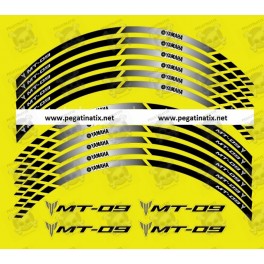 Yamaha MT-09 wheel stickers decals rim stripes Laminated MT09 Black