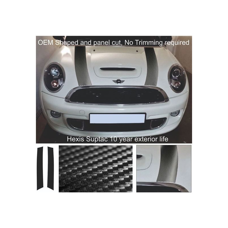 ADESIVI MINI S CARBON BONNET STRIPES