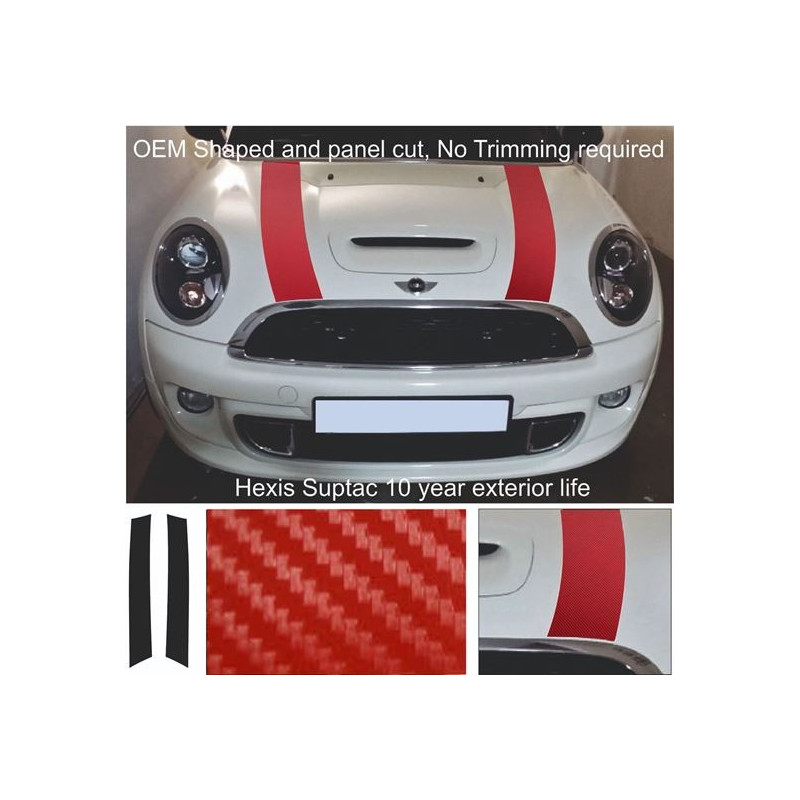 ADESIVOS MINI S RED CARBON BONNET STRIPES