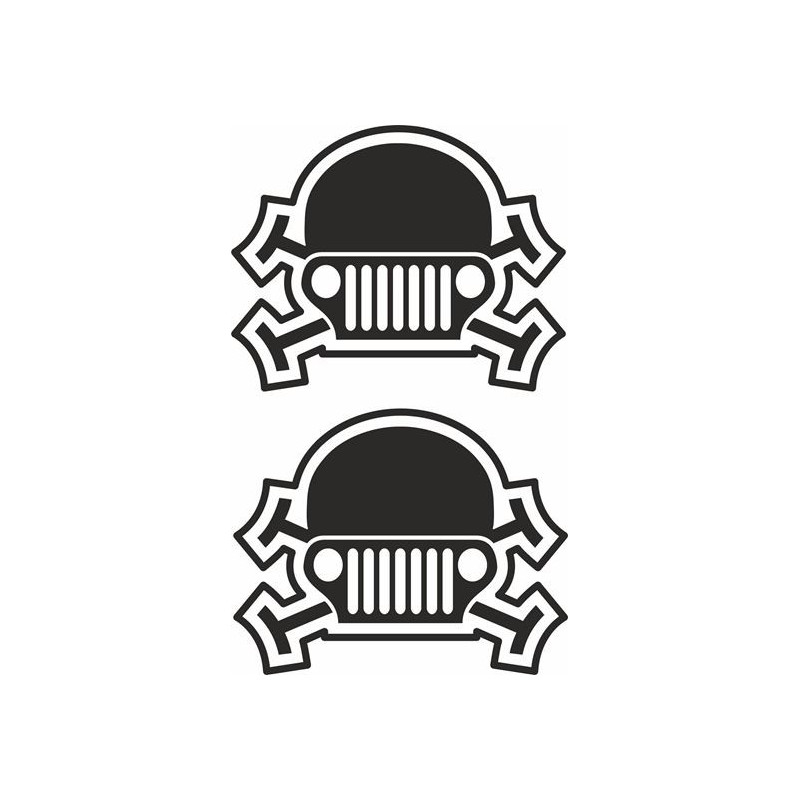 JEEP SKULL DECALS X2