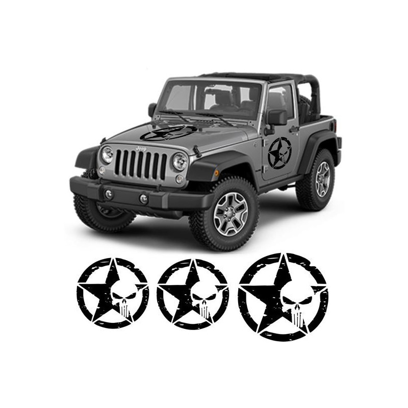 JEEP Wrangler "Punisher" Bonnet & Doors ADHESIVOS X2