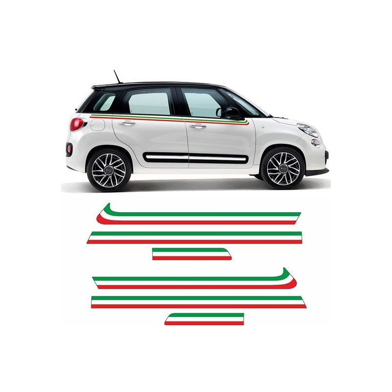 Fiat 500L Italian flag Panel fit Side Stripes DECALS