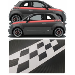 Fiat 500-595 Panel fit Carbon Fibre side Stripes AUFKLEBER