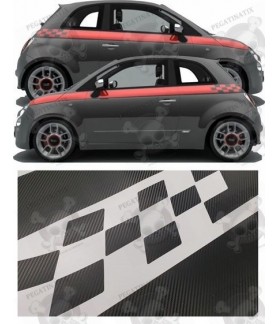 Fiat 500-595 Panel fit Carbon Fibre side Stripes DECALS (Compatible Product)