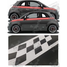 Fiat 500-595 Panel fit Carbon Fibre side Stripes ADHESIVOS