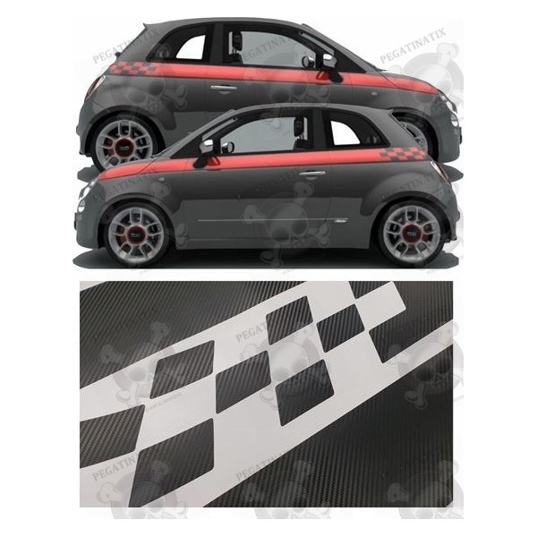 Fiat 500 Side Bands Right Left and Rear Stickers 