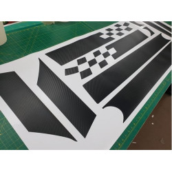 Fiat 500-595 Panel fit Carbon Fibre side Stripes AUTOCOLLANT