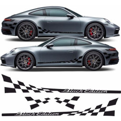 Porsche 992 "Black Edition" chequer Stripes DECALS