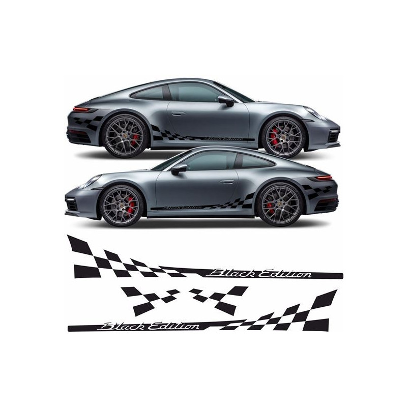Porsche 992 "Black Edition" chequer Stripes ADESIVI