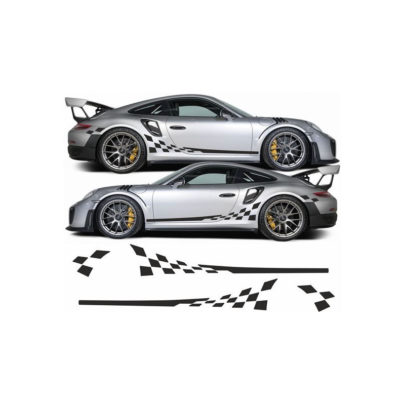 Porsche 991 checker side Stripes / Stickers DECALS