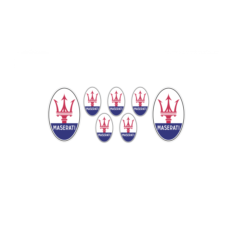 MASERATI domed emblems gel AUTOCOLLANT x7