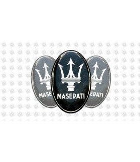 MASERATI domed emblems gel STICKERS x3
