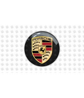 Porsche round black gel STICKERS