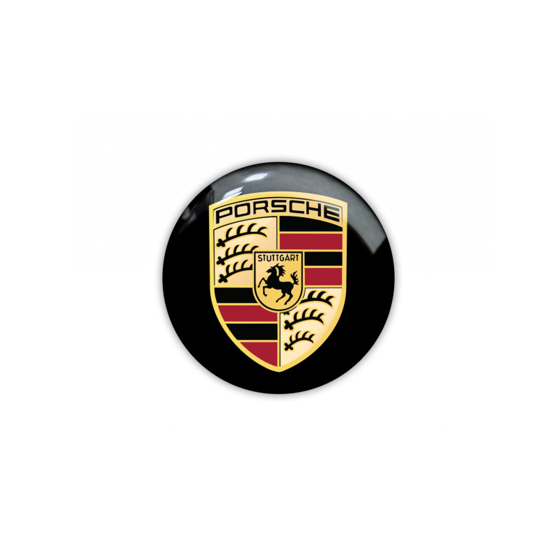 Porsche round black gel AUTOCOLLANT