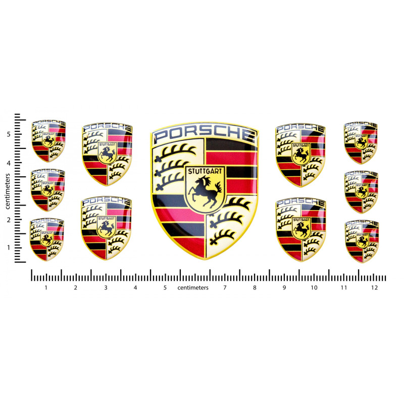 Porsche round black gel ADHESIVOS x11