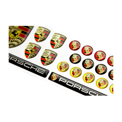 Porsche round black gel AUTOCOLLANT x21
