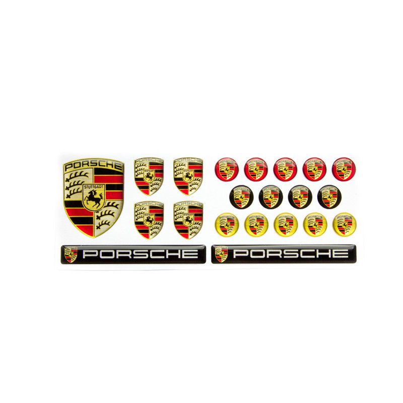 Porsche round black gel AUFKLEBER x21