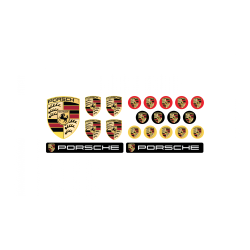 Porsche round black gel ADESIVI x21