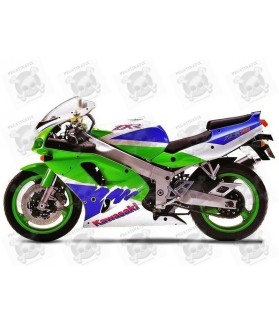 STICKERS KAWASAKI ZX-R750 YEAR 1993 GREEN WHITE BLUE (Compatible Product)