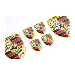 Porsche round black gel AUFKLEBER x6