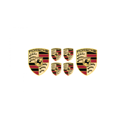 Porsche round black gel AUTOCOLLANT x6