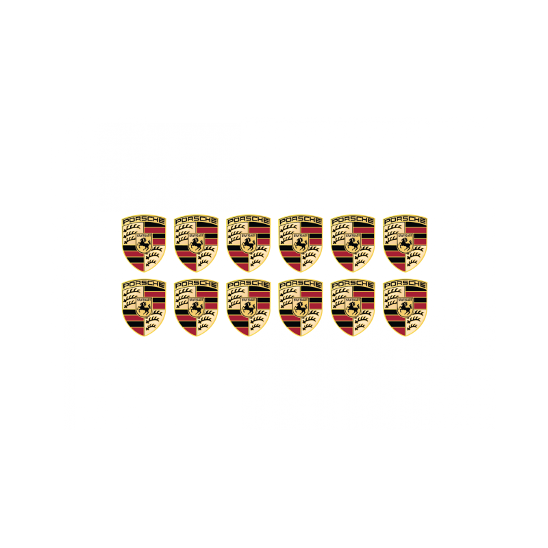 Porsche round black gel ADESIVOS x12