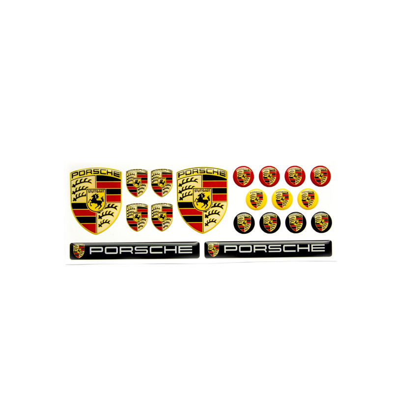 Porsche round black gel ADHESIVOS x19