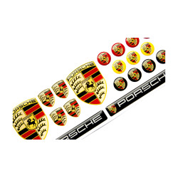 Porsche round black gel ADHESIVOS x19