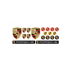 Porsche round black gel ADHESIVOS x19