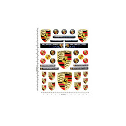 Porsche round black gel AUTOCOLLANT x36