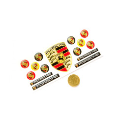 Porsche round black gel ADHESIVOS x15