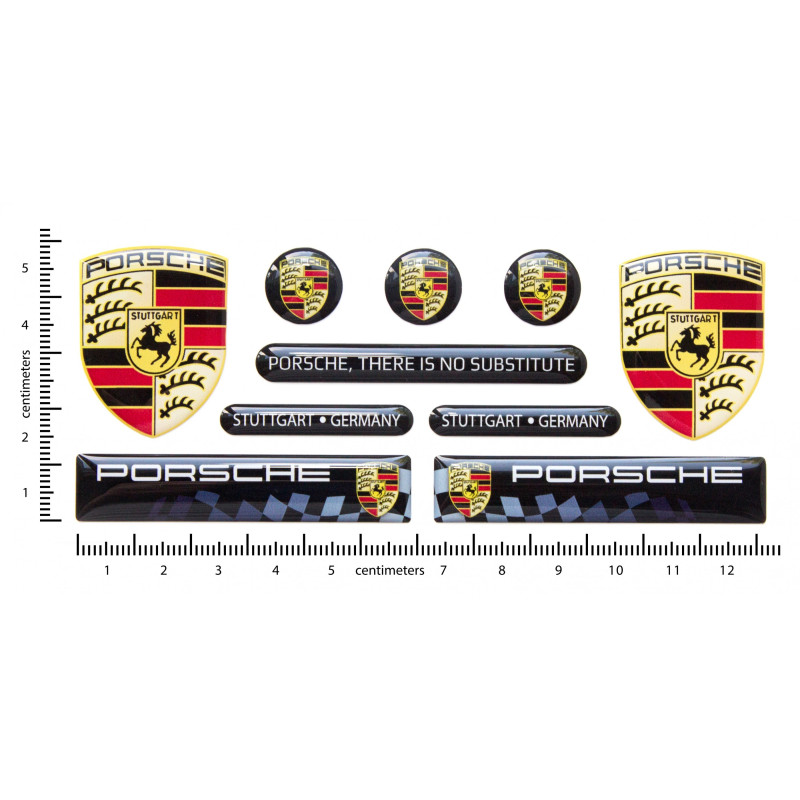 Porsche round black gel ADHESIVOS x10