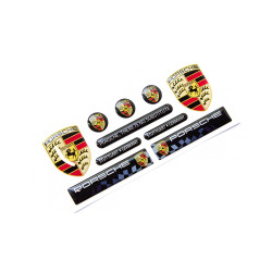 Porsche round black gel AUFKLEBER x10