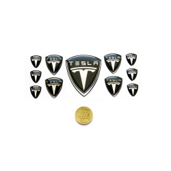 TESLA domed emblem gel DECALS x11