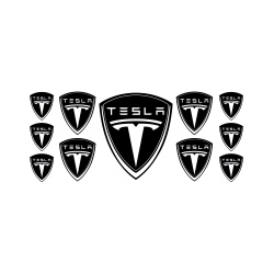 TESLA domed emblem gel DECALS x11