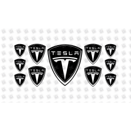 TESLA domed emblem gel STICKERS x11