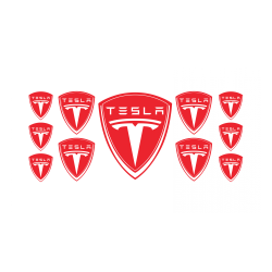 TESLA domed emblem gel DECALS x11