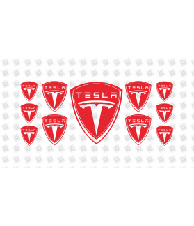 TESLA domed emblem gel STICKERS x11