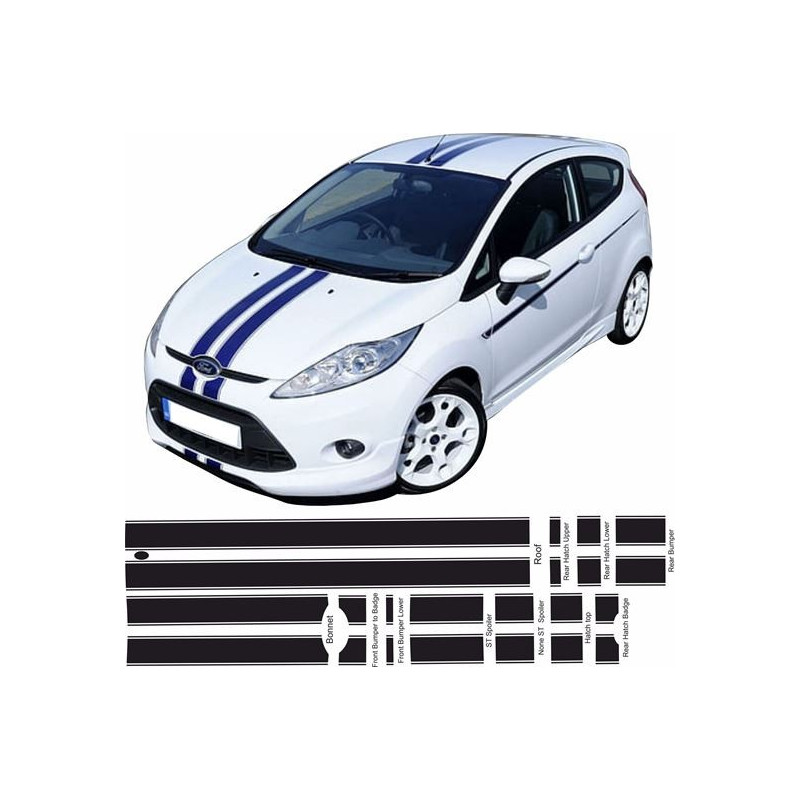 Ford Fiesta MK7 ST / ZS OTT Stripes ADHESIVOS Ford Fiesta MK7 ST / ZS OTT Stripes ADHESIVOS