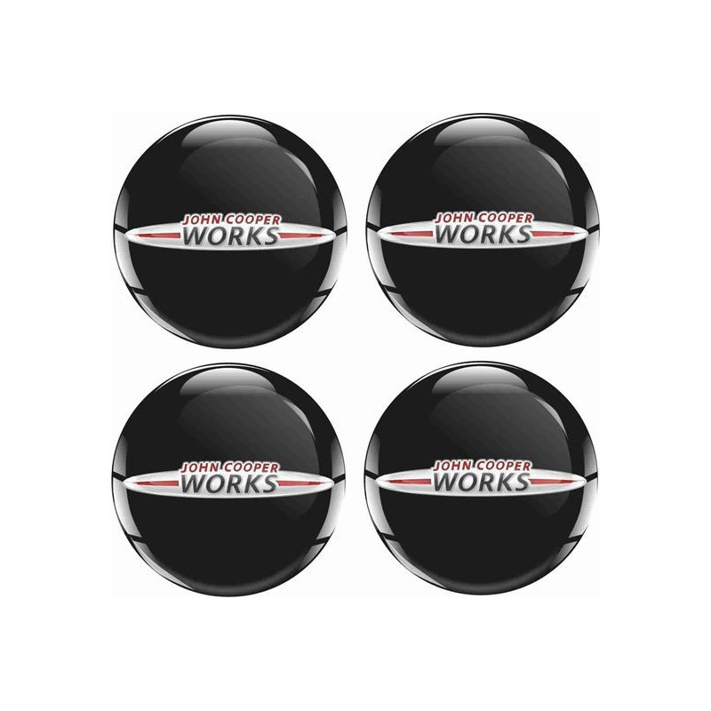 Mini JCW Wheel centre Gel Badges Stickers decals x4