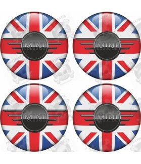 Mini Union Jack Wheel Centre Gel Badges Aufkleber x4