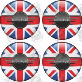 Mini Union Jack Wheel Centre Gel Badges Stickers decals x4