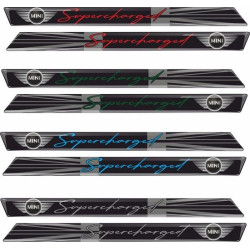 thumbnail interactive-video image 1 of 2x Large Supercharged Car Decal Stickers - White Vinyl For Windows, GP, JCW, Cooper S, R53 Models 1 of 9
