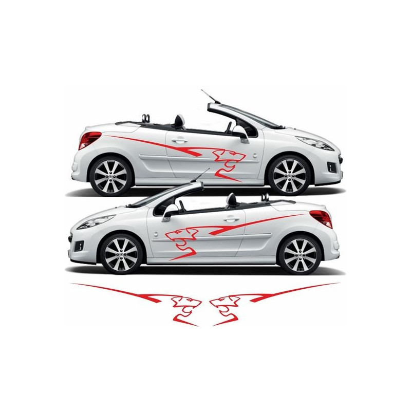 Peugeot 207 side lion Graphics Stripes adesivi