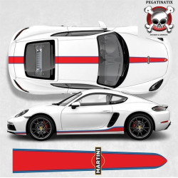 PORSCHE 718 Cayman / Boxster Martini over the top & side Stripes AUTOCOLLANT