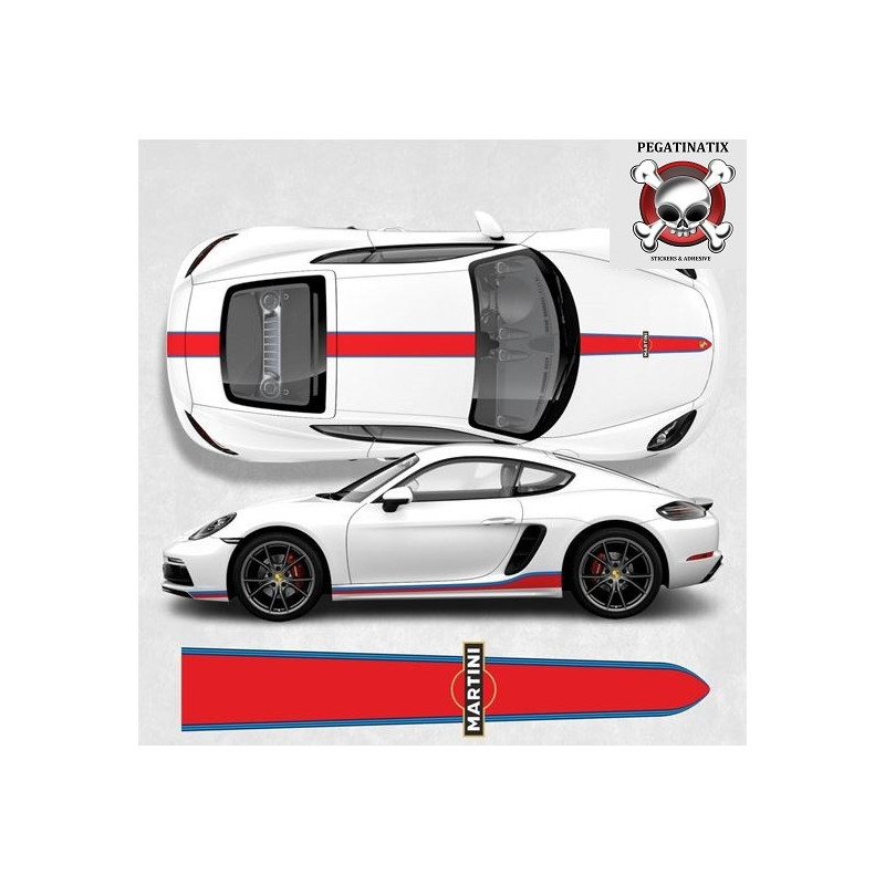 PORSCHE 718 Cayman / Boxster Martini over the top & side Stripes AUFKLEBER