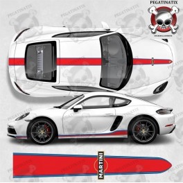 PORSCHE 718 Cayman / Boxster Martini over the top & side Stripes STICKERS